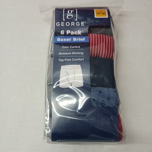 George Men's Boxer Briefs Underwear 6-Pack Size L (36-38) - Picture 1 of 5
